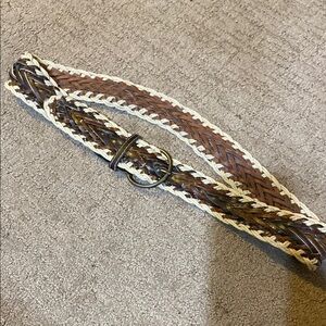 Elegant Braided Size 15-17 Belt in Brown and Cream